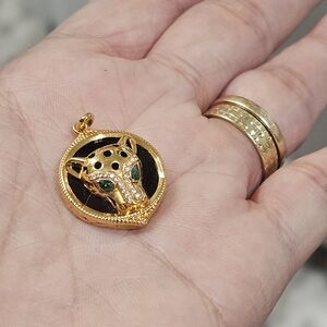 18k Real Saudi Gold Black Pendant